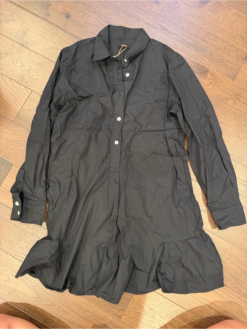 Quince 100% Organic Cotton Drop Waist Shirt Dress Medium in Black NWT - C30